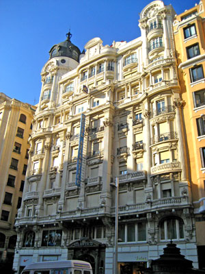 Colorful majestic buildings in Madrid