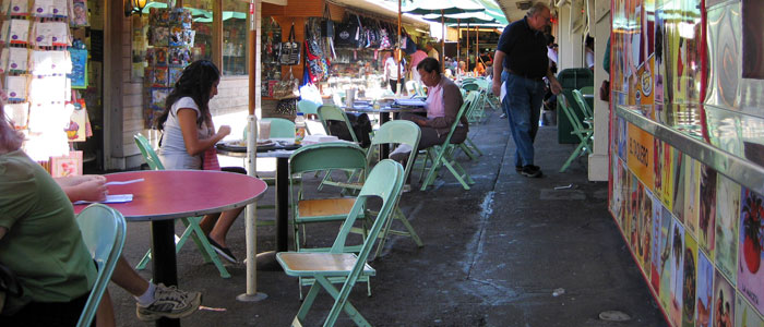 Open-air seating at the Farmers Market